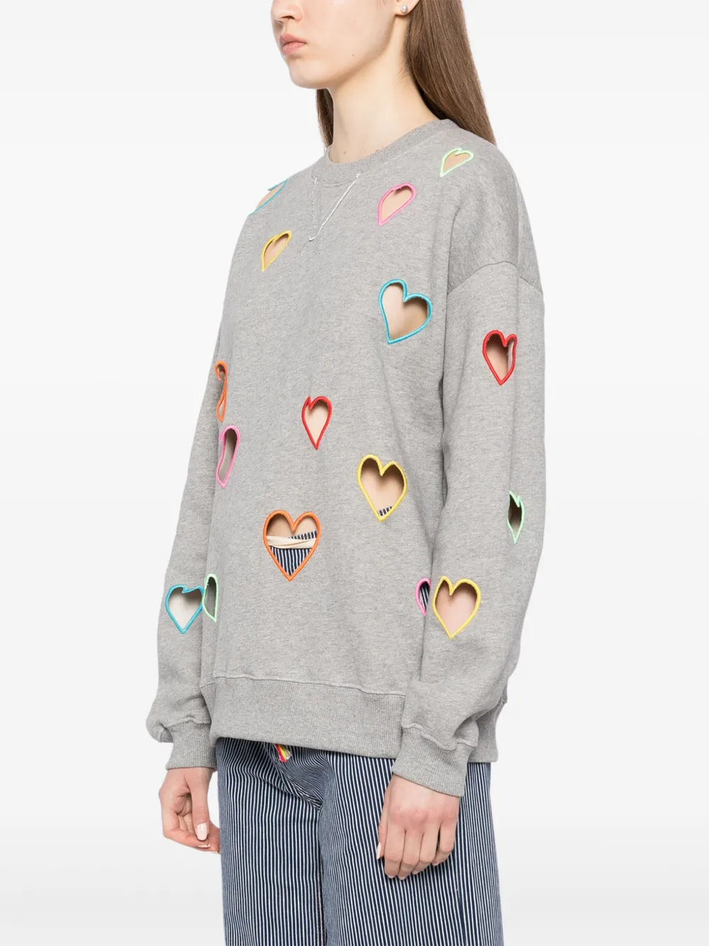 Mira Mikati Heart-motif Cut-out Sweatshirt In Grey