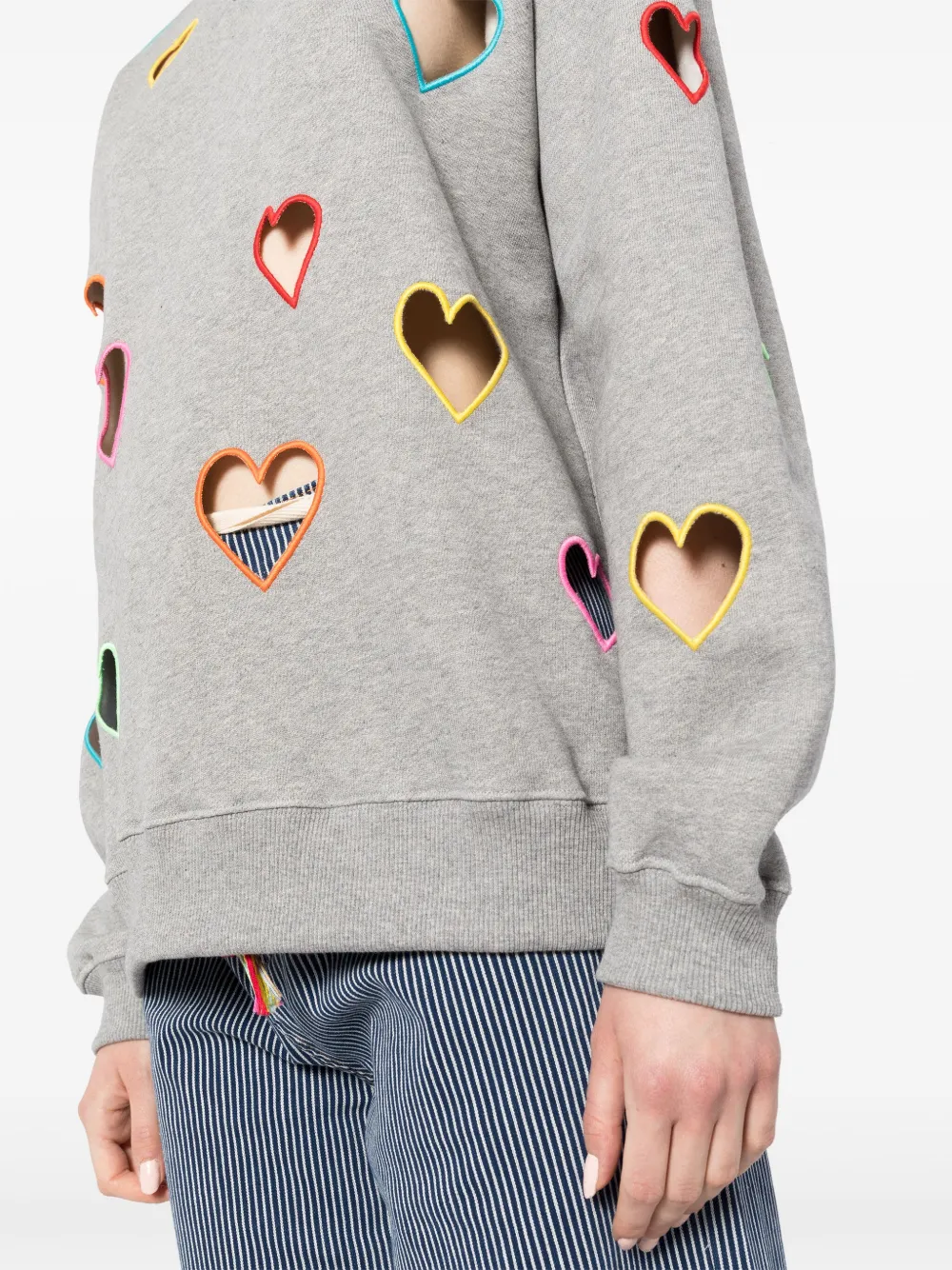 Mira Mikati Heart-motif Cut-out Sweatshirt In Grey