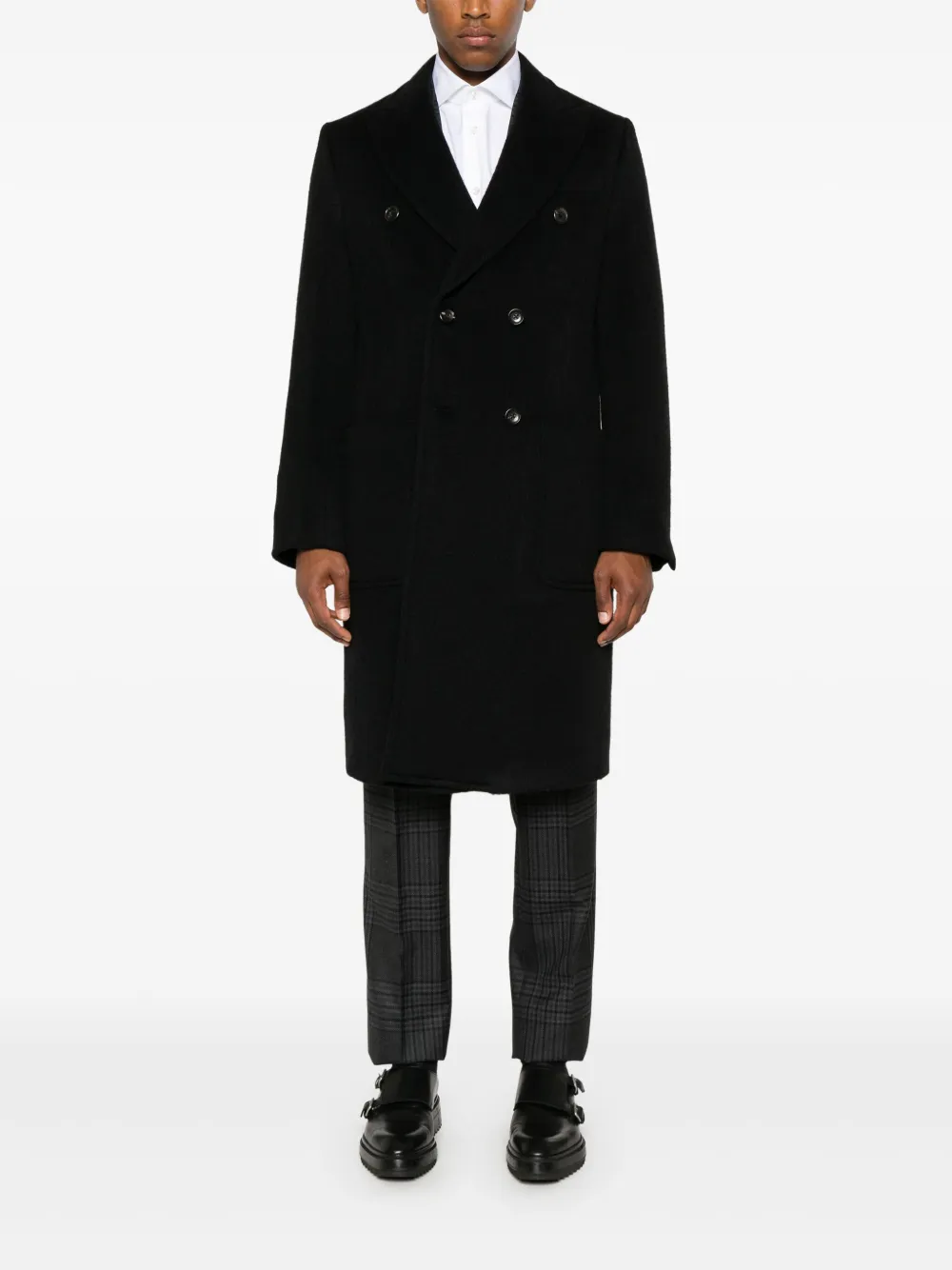 Emporio Armani brushed coat - Zwart