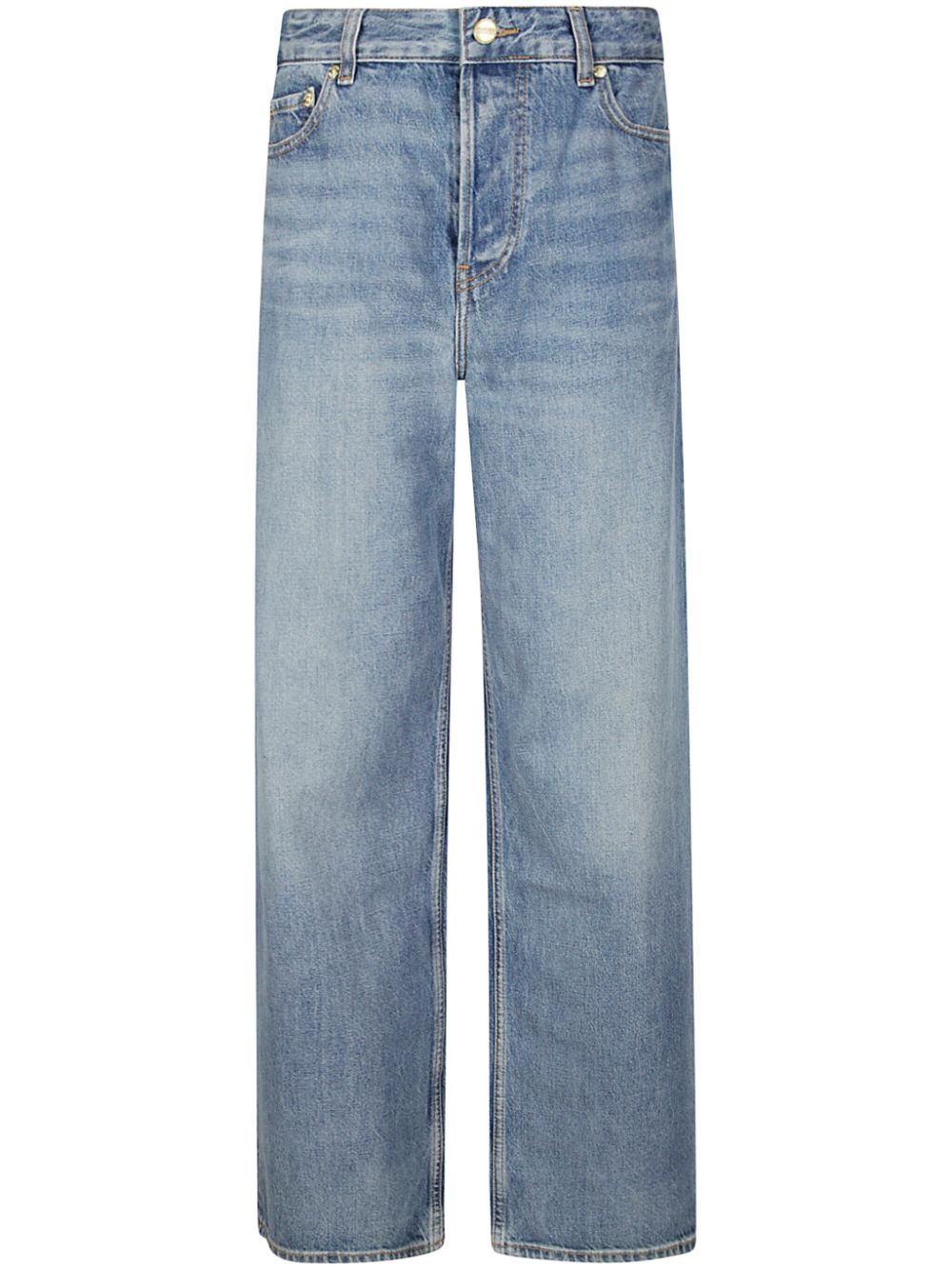 GANNI whiskering detail boyfriend jeans - Blue