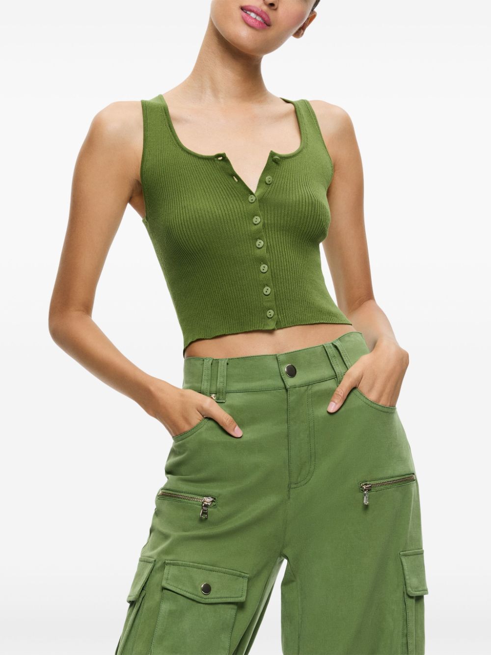 Shop Alice And Olivia Daryn Tank Top In Green