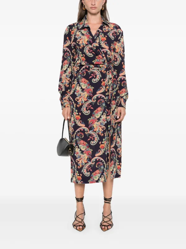 ETRO ペイズリー ドレス | ブルー | FARFETCH JP