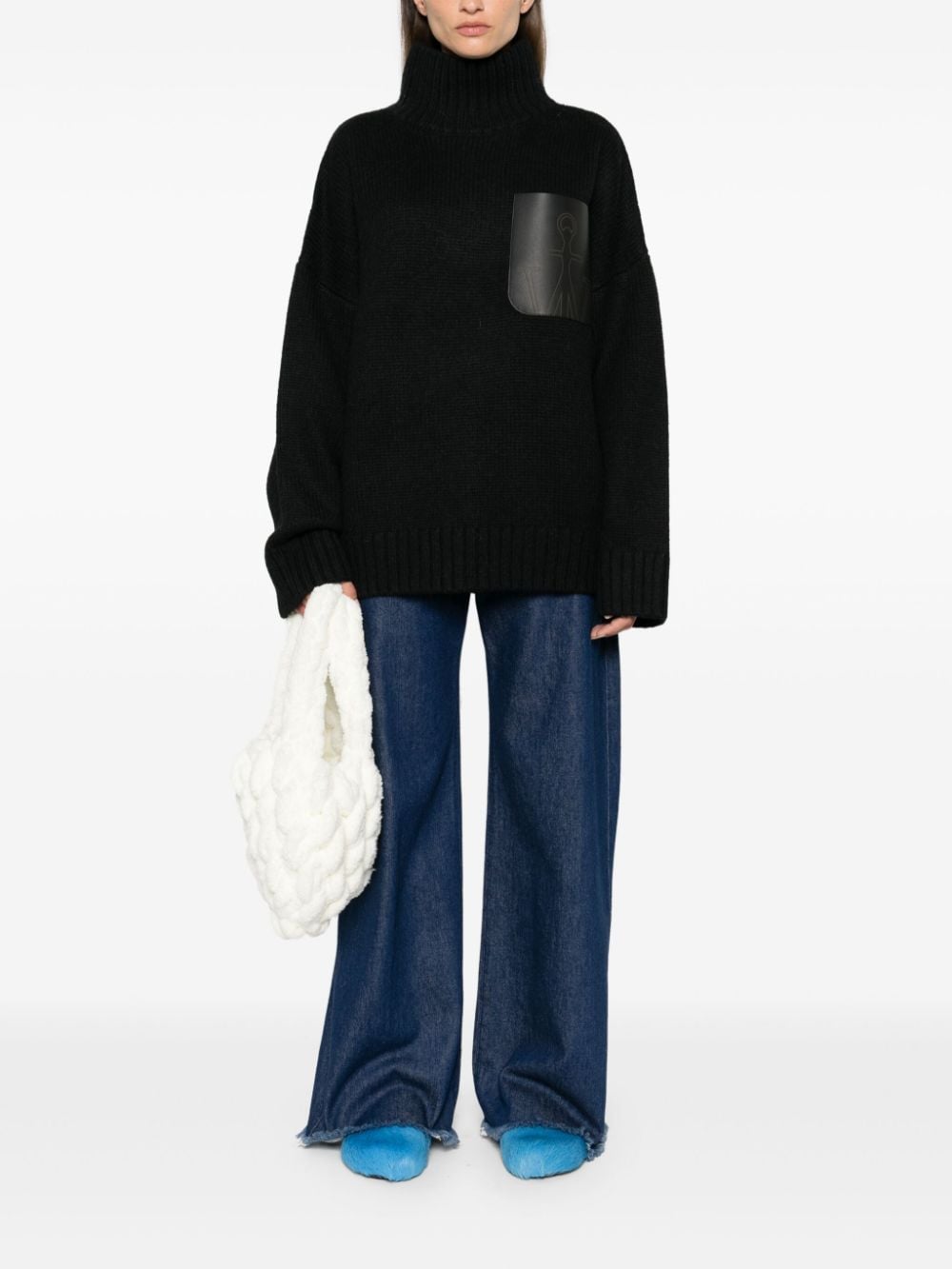 Shop Jw Anderson Leather-pocket Sweater In Black