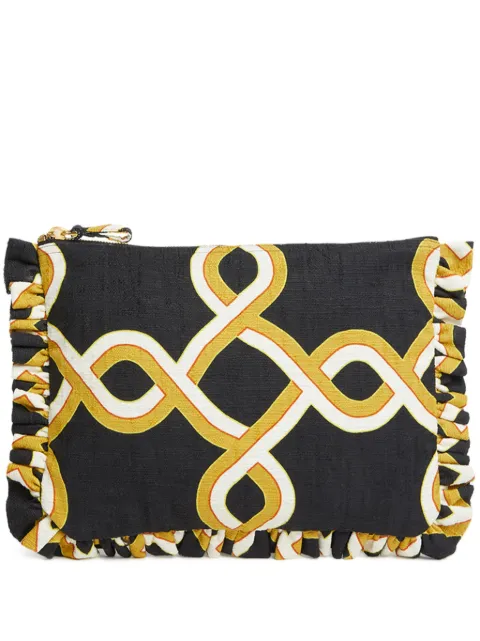 La DoubleJ Tackle-print cotton clutch bag