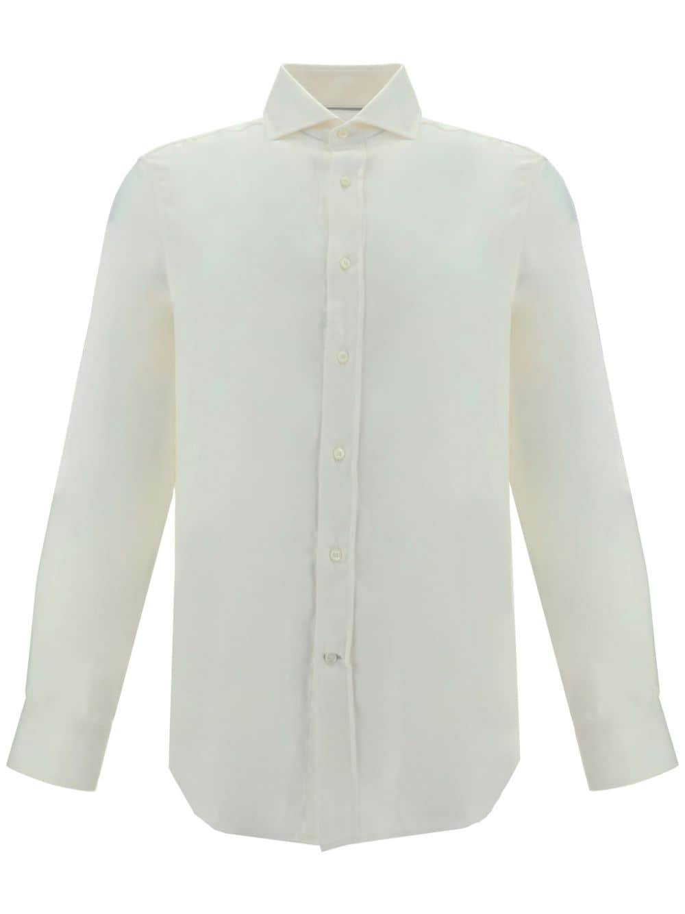 Shop Brunello Cucinelli Cotton-blend Shirt In White