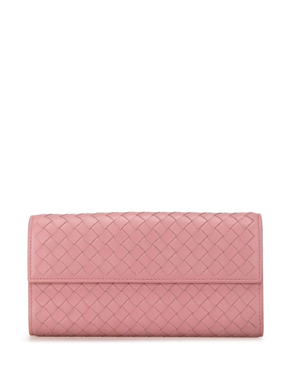 Pre-owned Bottega Veneta 2012-2020 Nappa Intrecciato Continental Flap Wallet Long Wallets In Pink