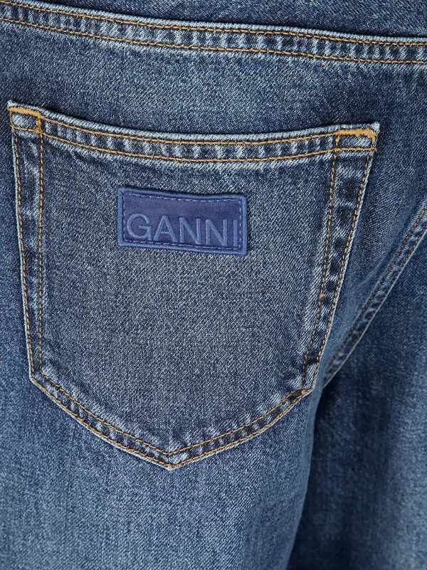 【関税込み】GANNI ブルー Izey ホイル ジーンズ Mid Blue Stone Blue Foil Izey Jeans | GANNI US