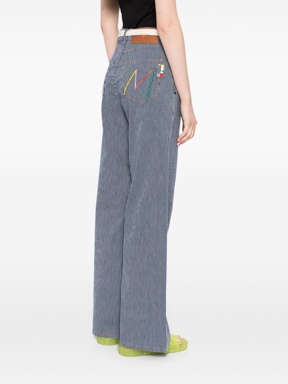 Shop Mira Mikati Striped Straight-leg Trousers In Blue