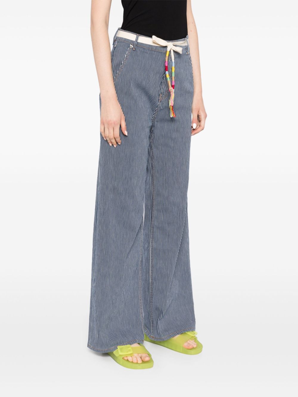 Shop Mira Mikati Striped Straight-leg Trousers In Blue