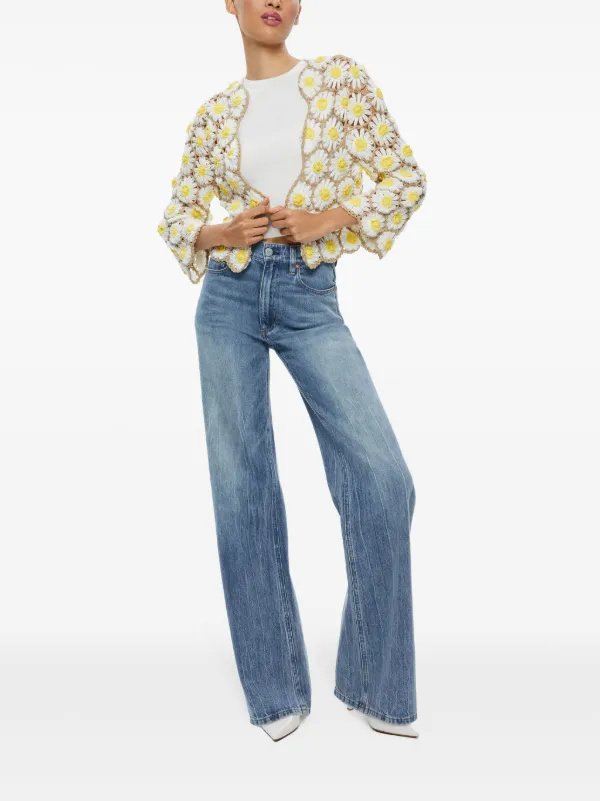 Alice + Olivia Anderson Daisy Crochet Cardigan | Neutrals | FARFETCH