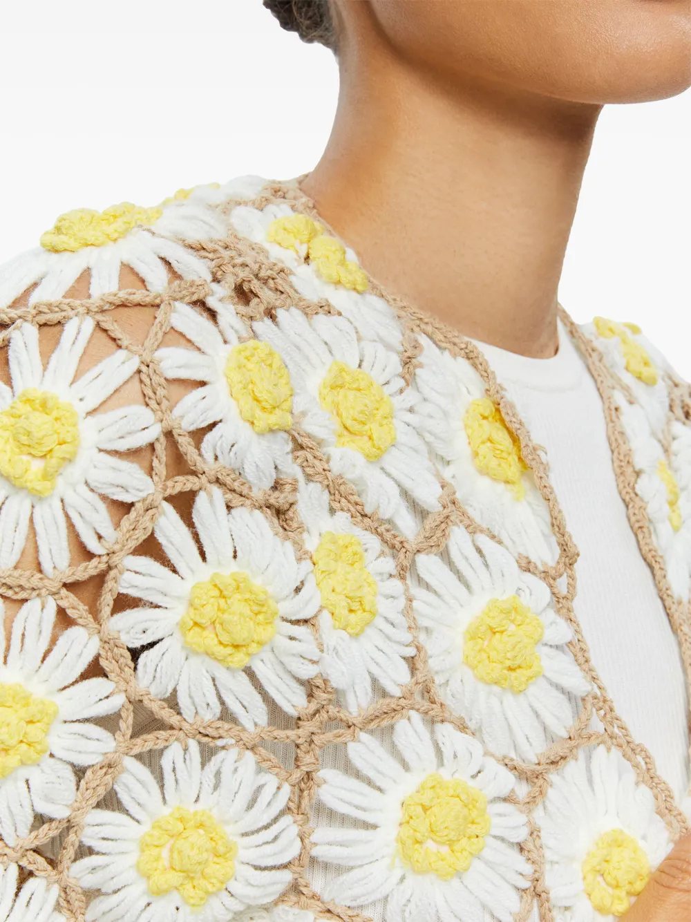 Alice + Olivia Anderson Daisy Crochet Cardigan | Neutrals | FARFETCH