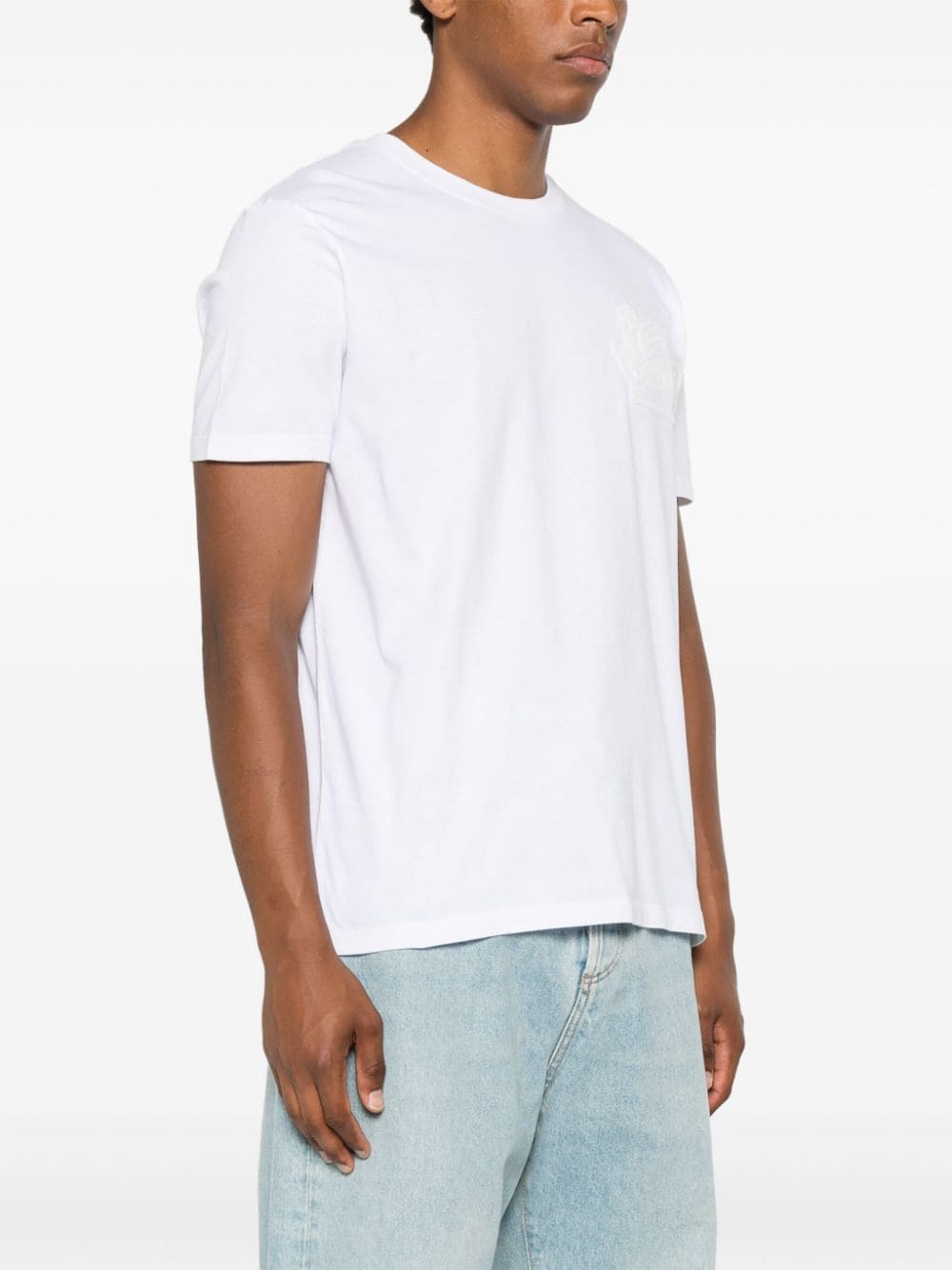 Shop Etro Pegaso-embroidered T-shirt In White