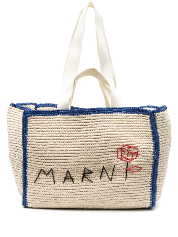 【MARNI】関税送料込 Sillo ウーブン トートバッグ ハンドバッグ Marni Sillo ハンドバッグ | ニュートラル | FARFETCH JP