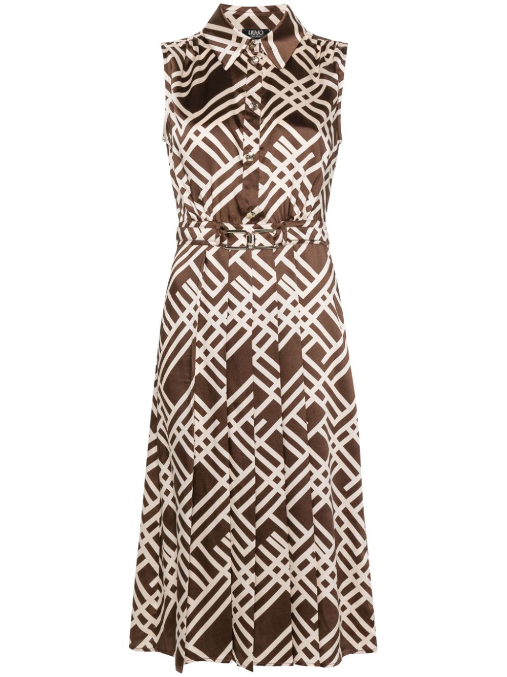 LIU JO geometric-print midi dress - Marrone