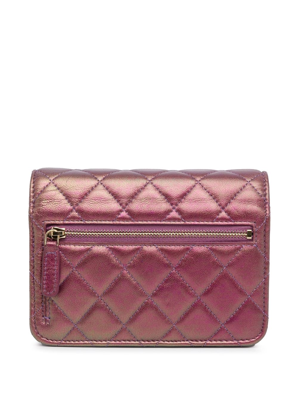 CHANEL Pre-Owned 2020 Mini Iridescent Lambskin Wallet On Chain crossbody bag - Paars