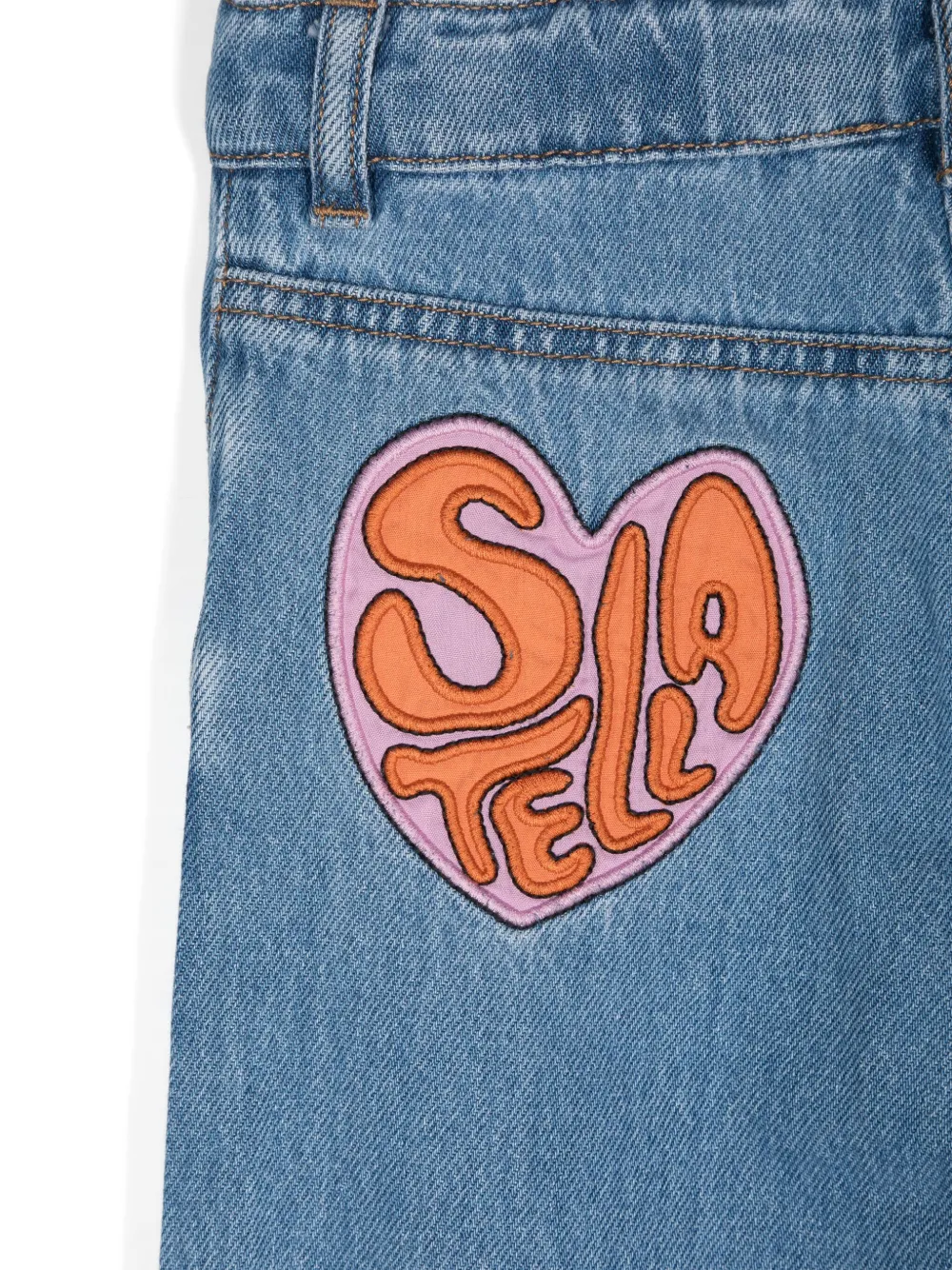 Stella McCartney Kids Jeans met logopatch Blauw