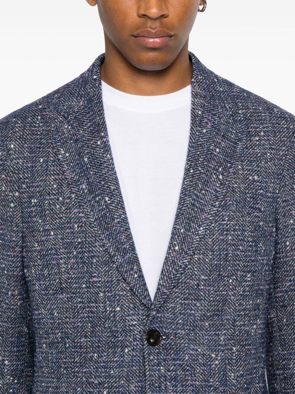 Shop Etro Herringbone Blazer In 蓝色