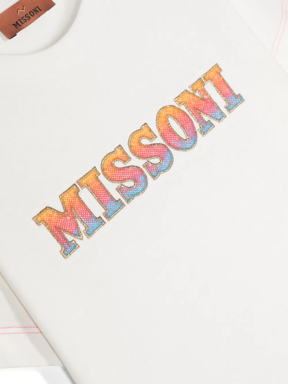 Missoni Kids T-shirt verfraaid met logo met pailletten Wit