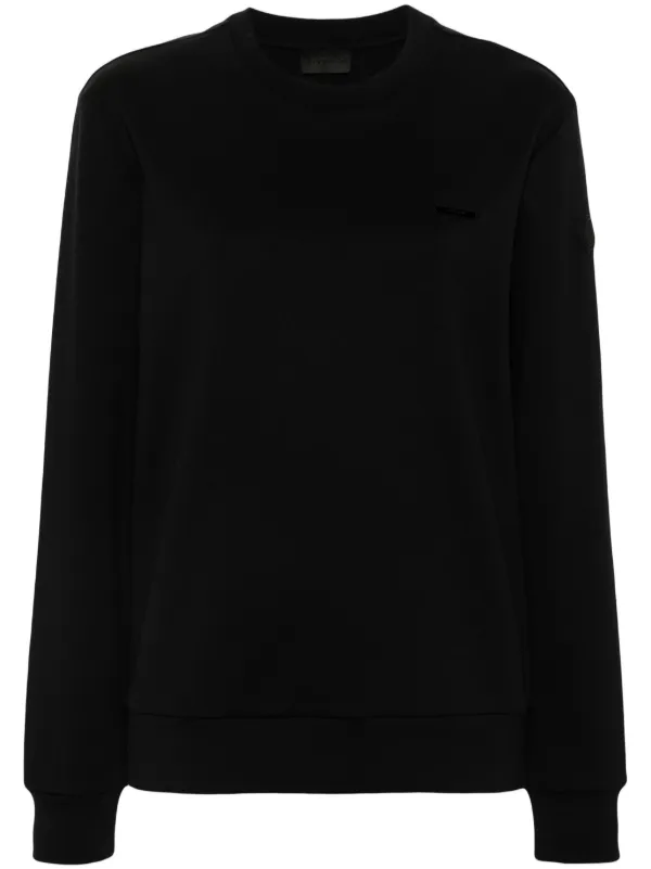 Moncler ロゴスウェットシャツ Black Logo Patch Cotton Sweatshirt - Sweatshirts for Men
