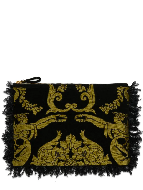 La DoubleJ Cherub-print Clutch Bag in Black