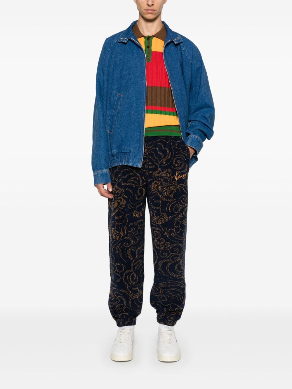 Shop Kenzo Jacquard Track Pants In Blue