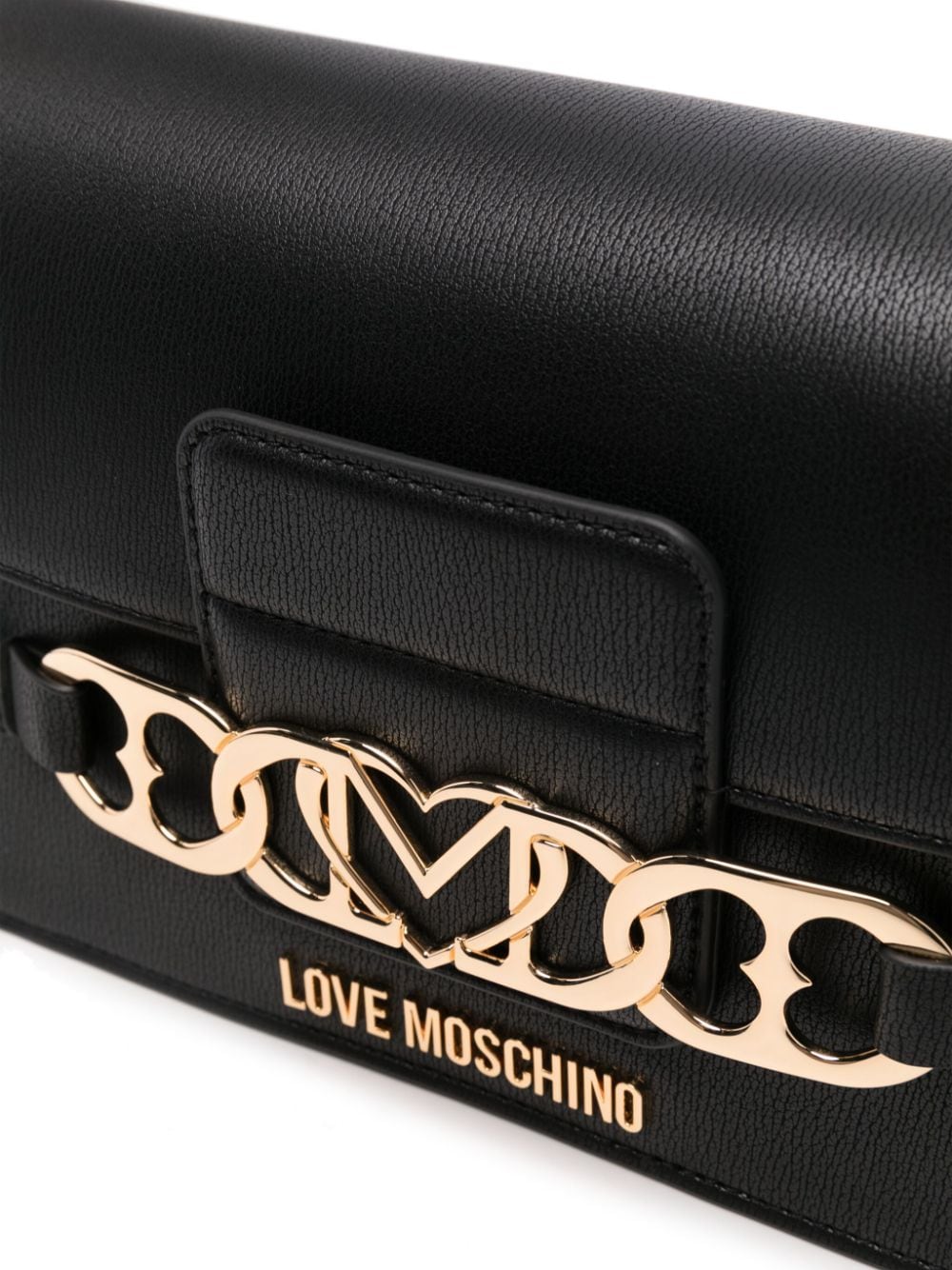 Shop Love Moschino Logo-plaque Shoulder Bag In 0000 Nero