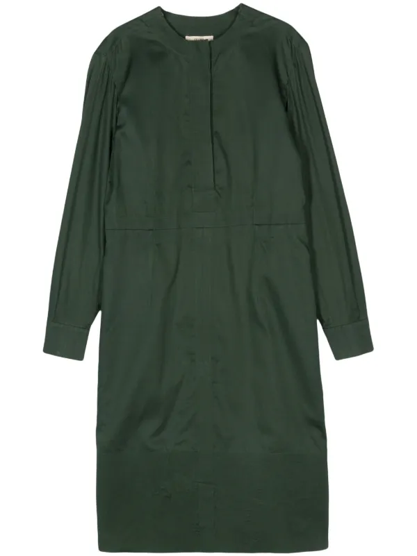 Celine 2010s Cotton Shirt Dress - Green