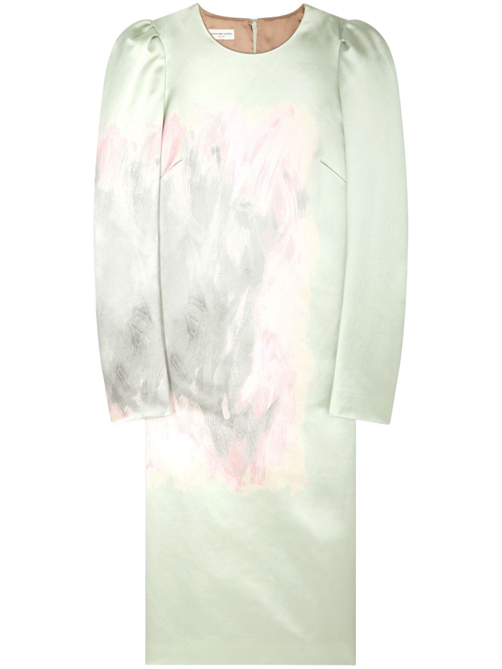 DRIES VAN NOTEN paint stroke-print silk dress - Green