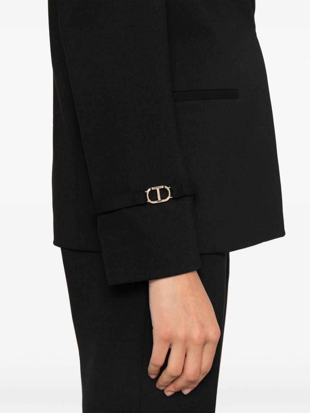 Shop Twinset Strap-detail Blazer In Black