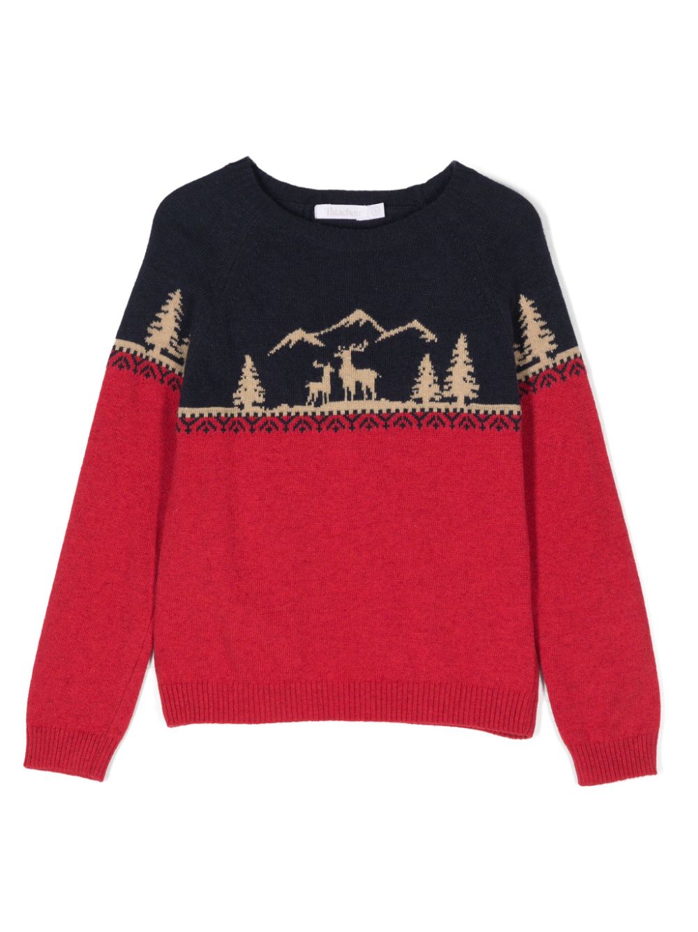 Shop Patachou Intarsia-knit Sweater In Red