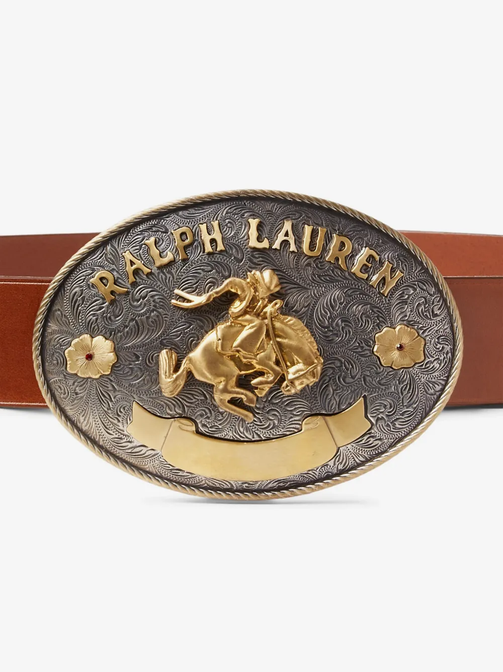 Ralph Lauren Collection Rodeo-buckle Leather Belt | Brown  display picture 3