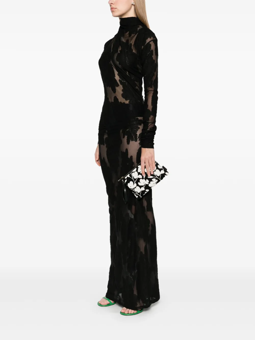 Furla Clutch met bloemenprint - Zwart