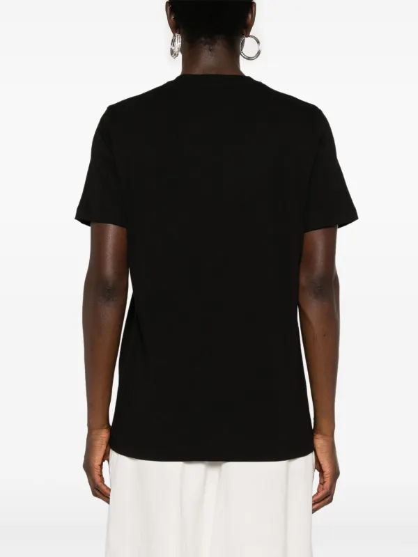 【Elisabetta Franchi】ロゴパッチ付きジャージーTシャツ Elisabetta Franchi rhinestones-logo Jersey T-shirt | Black