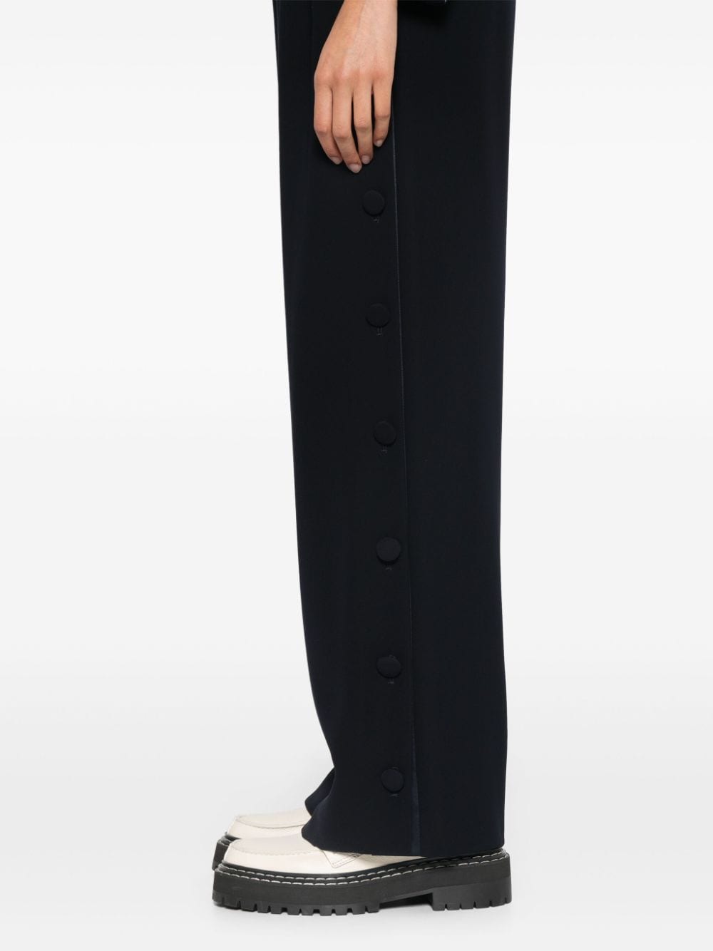 Shop Emporio Armani Palazzo Trousers In Blue