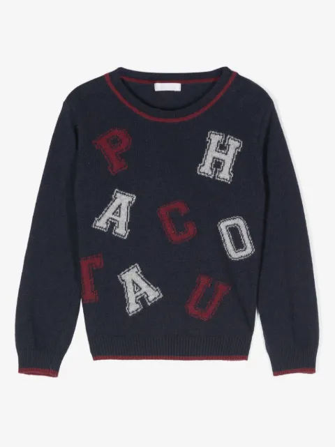Patachou logo-intarsia sweater
