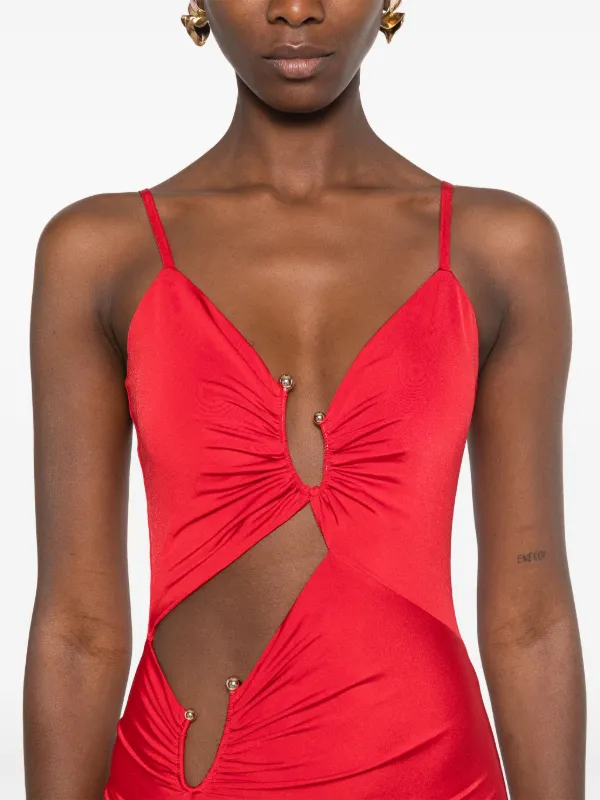 Nissa Cut-Out Midi Dress - Red
