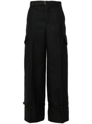 Sacai ウール ワイドパンツ | ブラック | FARFETCH JP