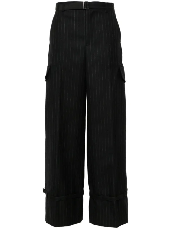 Sacai ストライプ パンツ | ブラック | FARFETCH JP