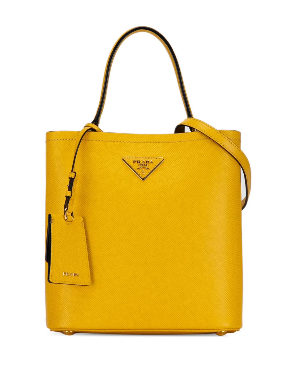 Pre-owned Prada 2013-2023 Medium Saffiano Cuir Panier Satchel In Yellow