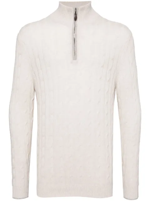 N.Peal Albemarle Cable Half Zip jumper