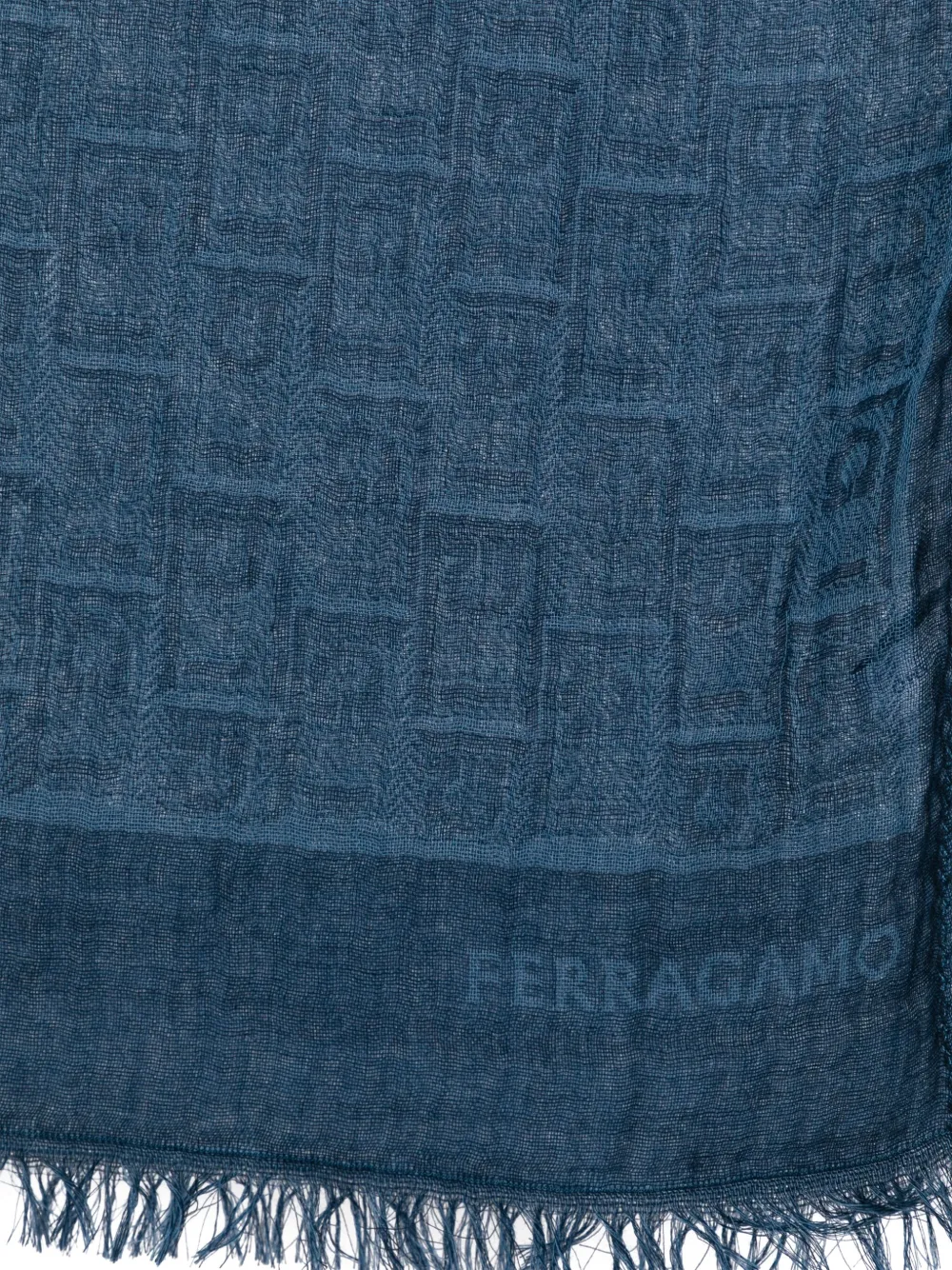 Ferragamo Sjaal met gancini patroon - Blauw