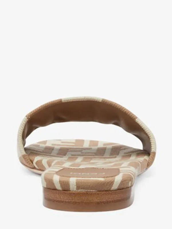 FENDI Signature Beige Fabric Slides | Neutrals | FARFETCH