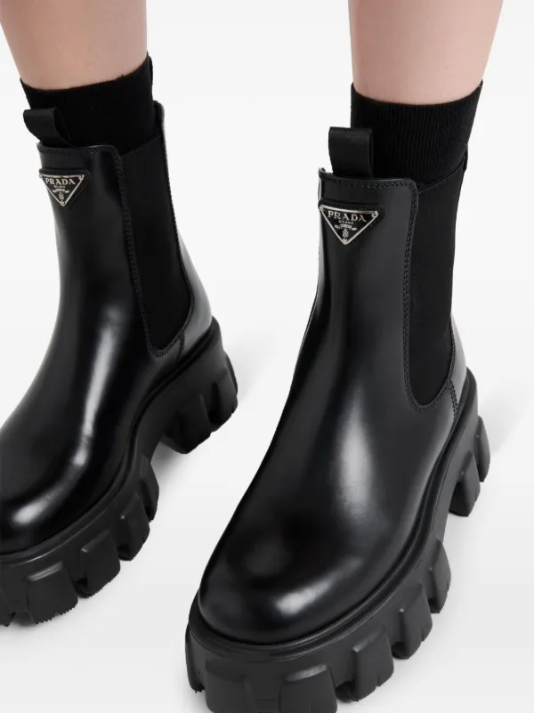 Prada Monolith Leather Chelsea Boots Black FARFETCH CA