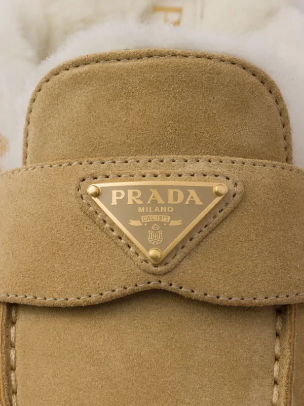 Prada Shearling Mules | Neutrals | FARFETCH JO