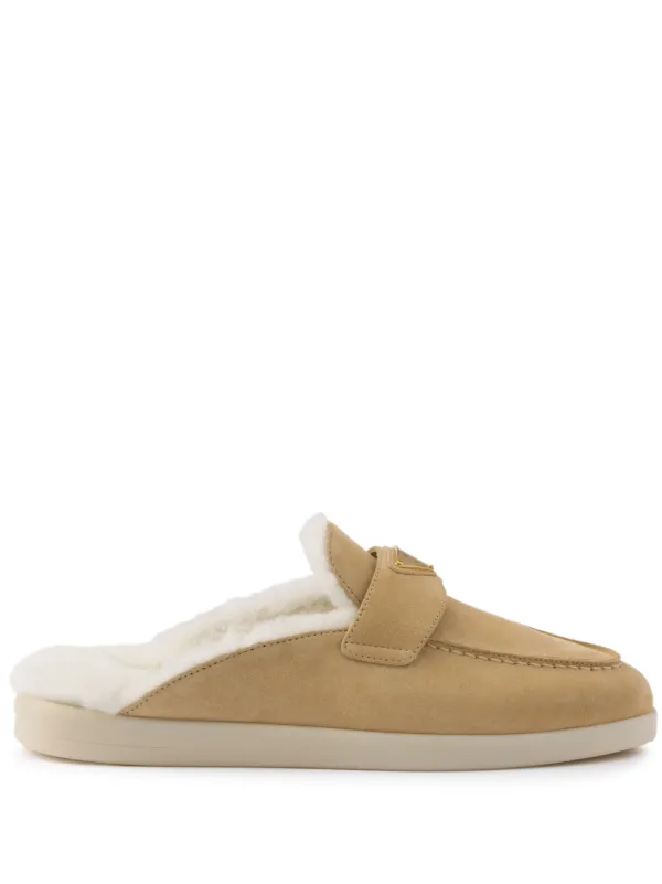 24AW new/PRADA スエードミュール Mule Beige Suede mules in beige - Prada | Mytheresa