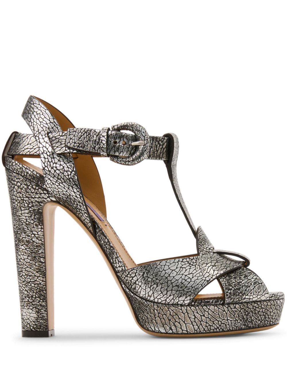 120mm Kerrey Crackled Calfskin t-strap sandal