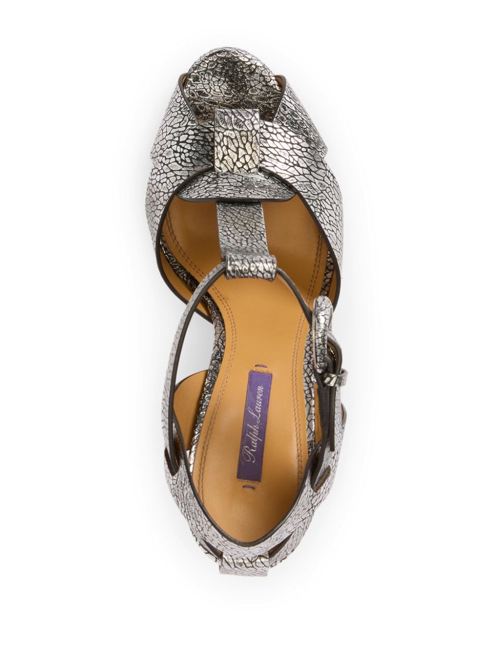 Ralph Lauren Collection 120mm Kerrey Crackled sandalen met kalfsleer Zilver