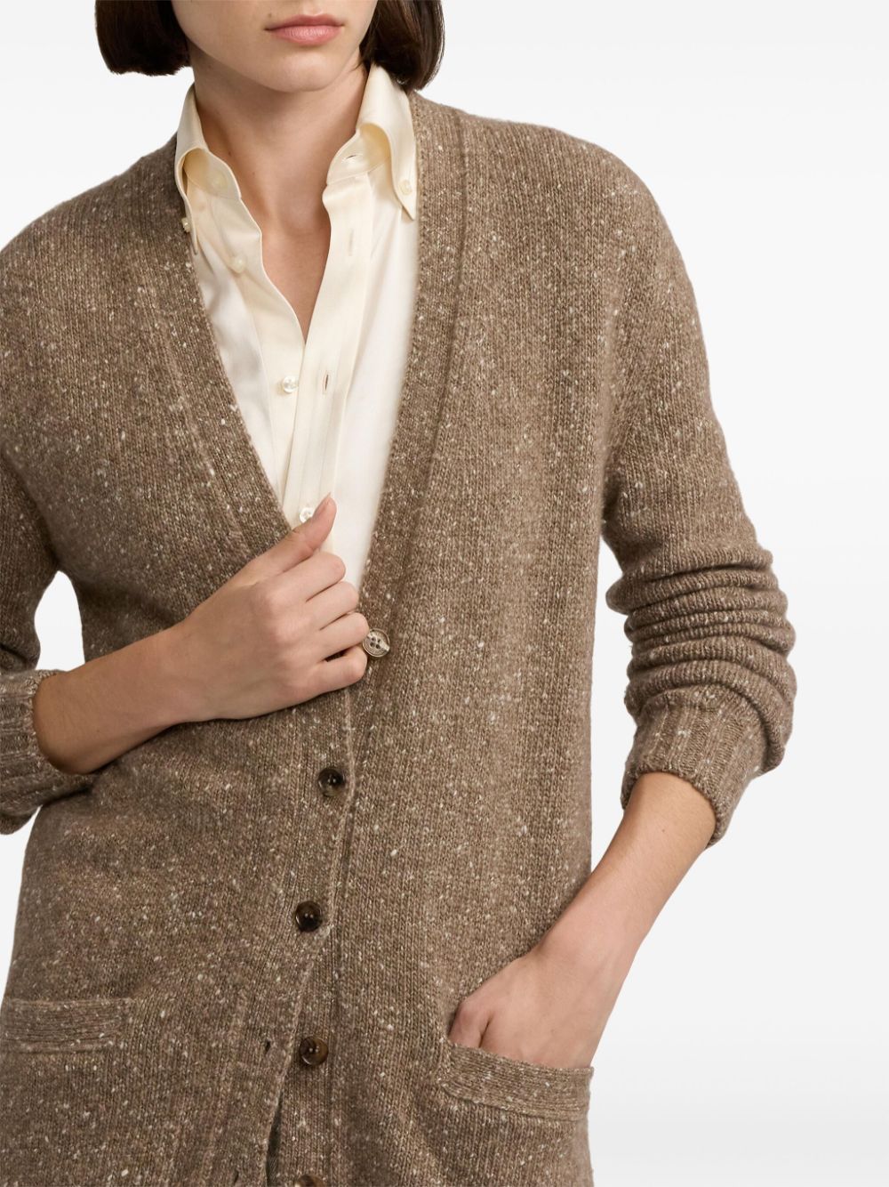 Shop Ralph Lauren V-neck Cashmere Cardigan In Brown