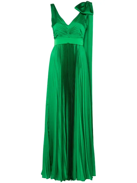 NISSA bow-detail pleated maxi dress