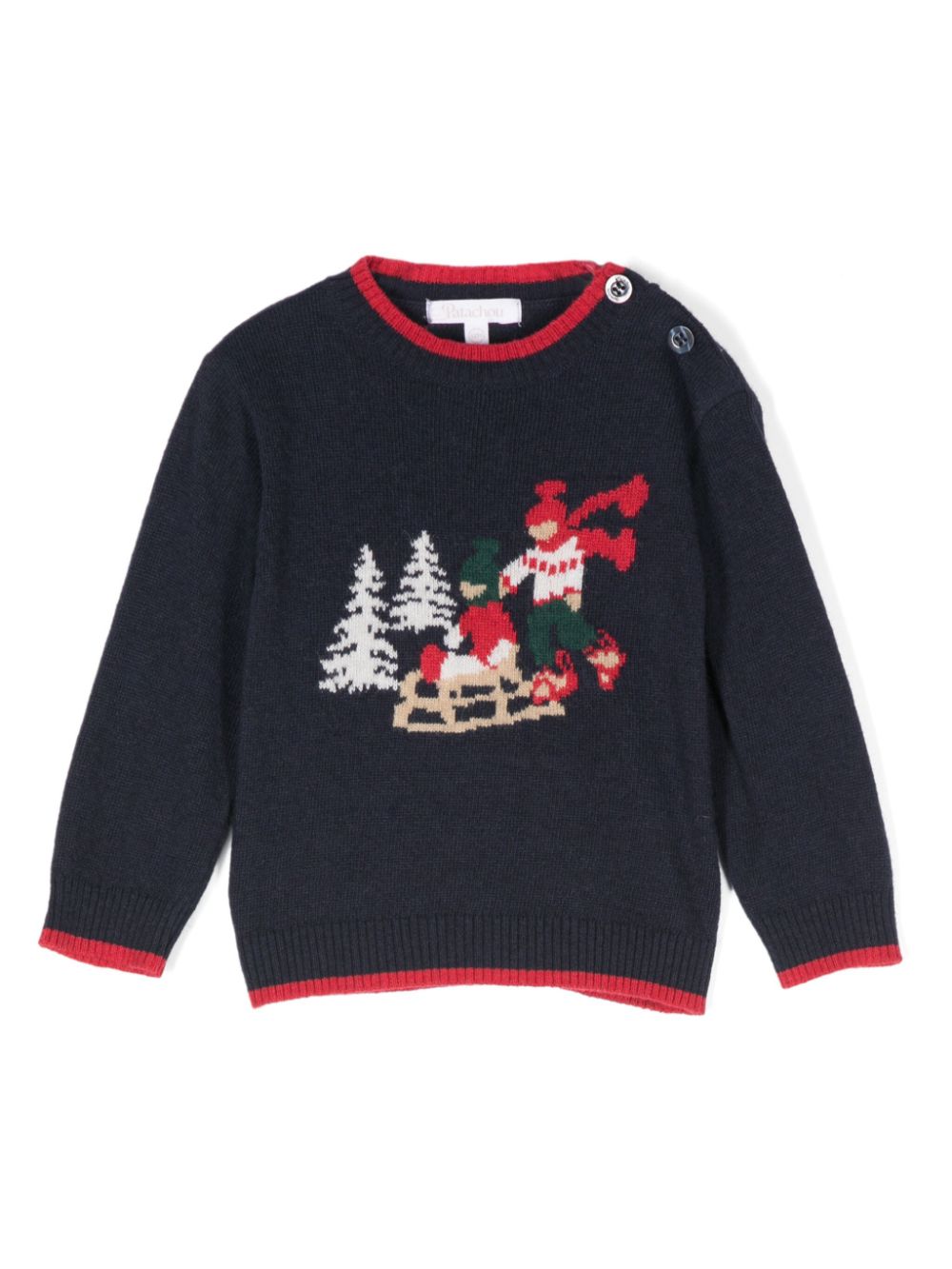 Patachou sled-intarsia sweater - Blue